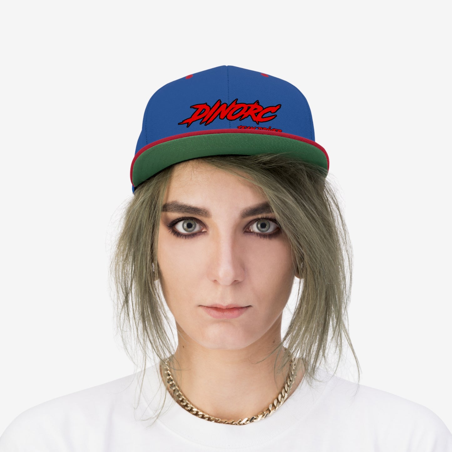5 different colors and designs of DinoRC Logoed Flat Bill Hat