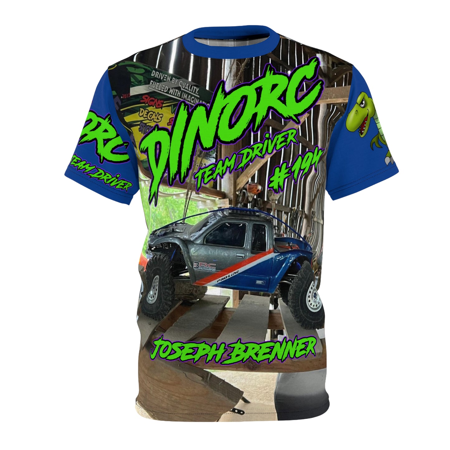 Joseph Brenner DinoRC Team Driver T Shirt Blue Sleeves