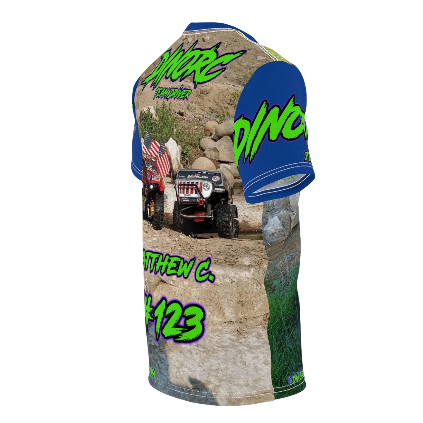 Matthew Chappell Blue N Green DinoRC Team Driver T Shirt Blue Sleeves