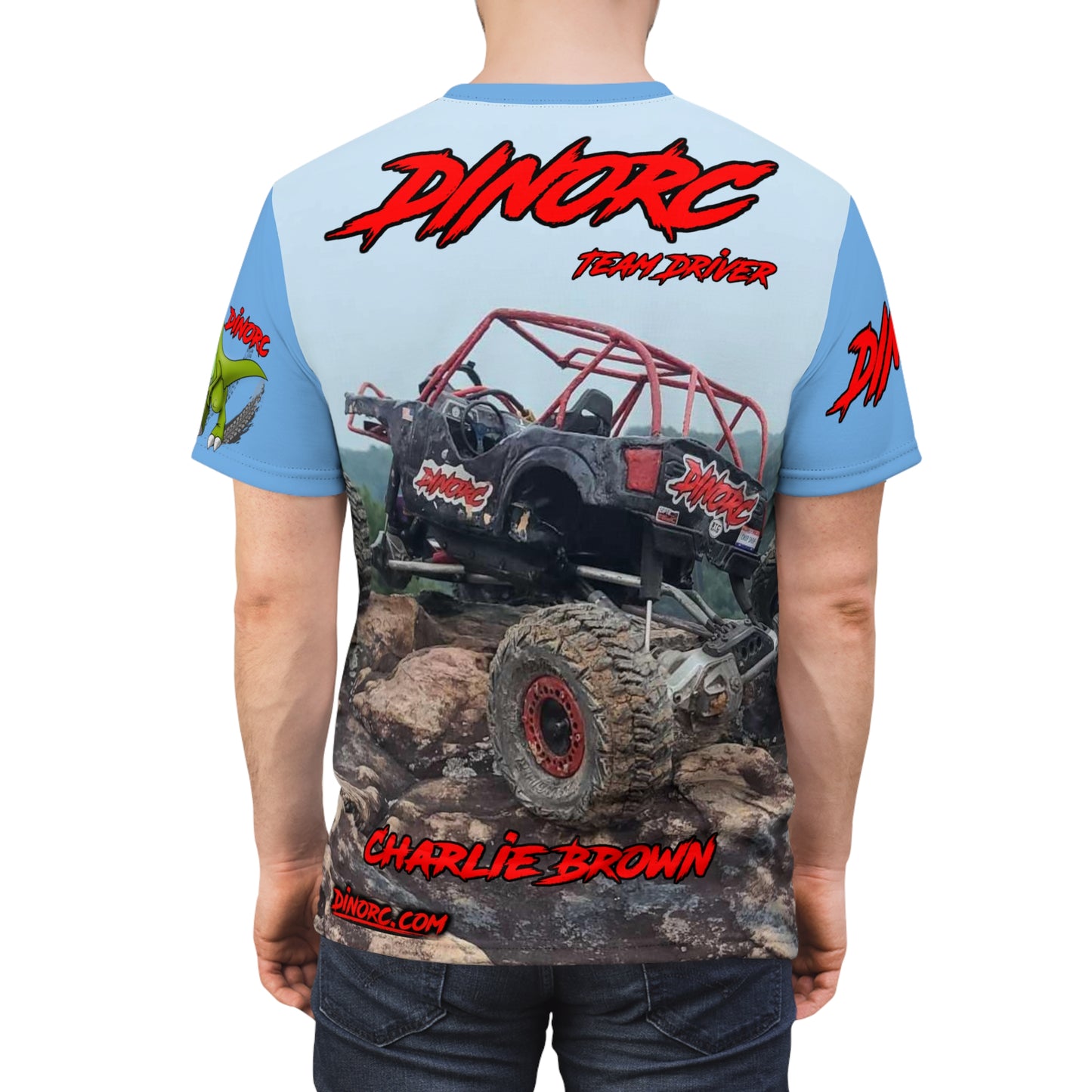 Charlie Brown DinoRC Team Driver T Shirt Blue Sleeves