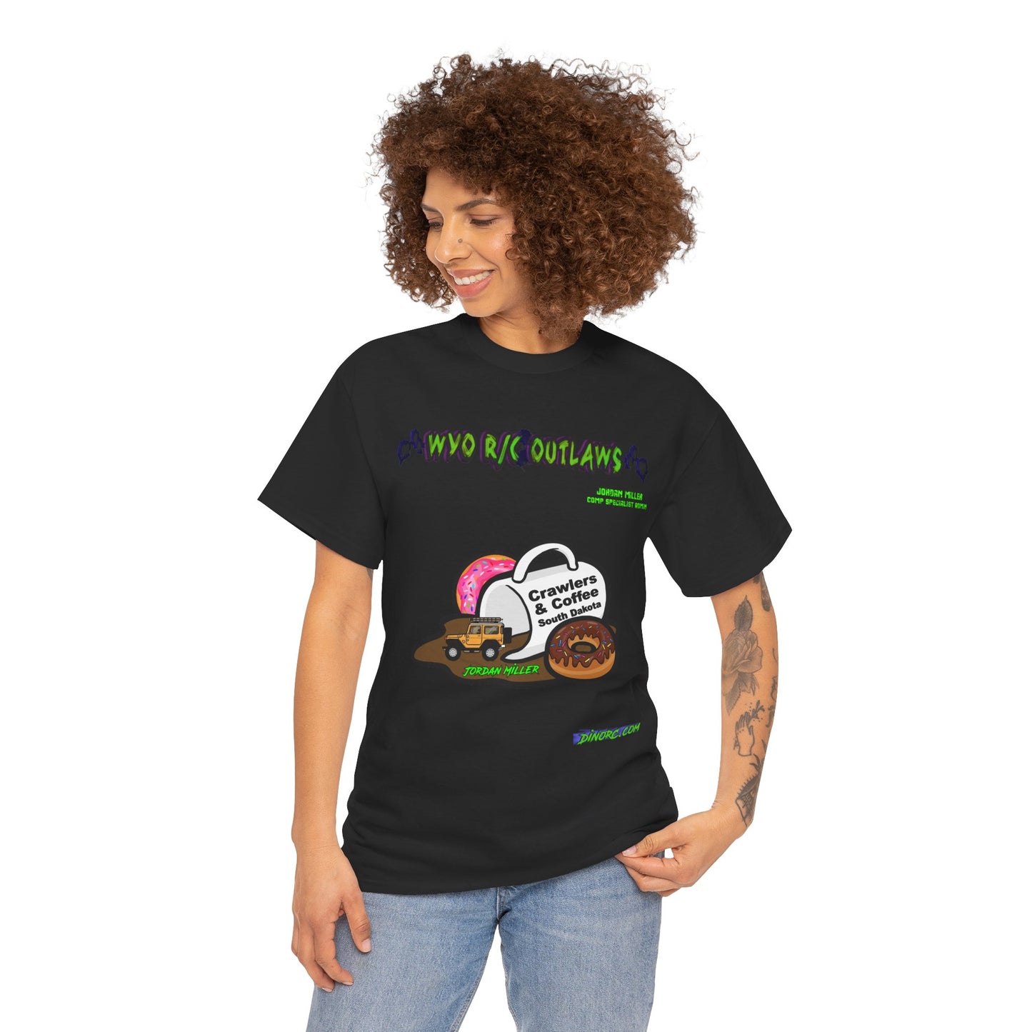 Jordan Miller WYO R/C OUTLAWS DinoRc Logo T-Shirt S-5x Black Green