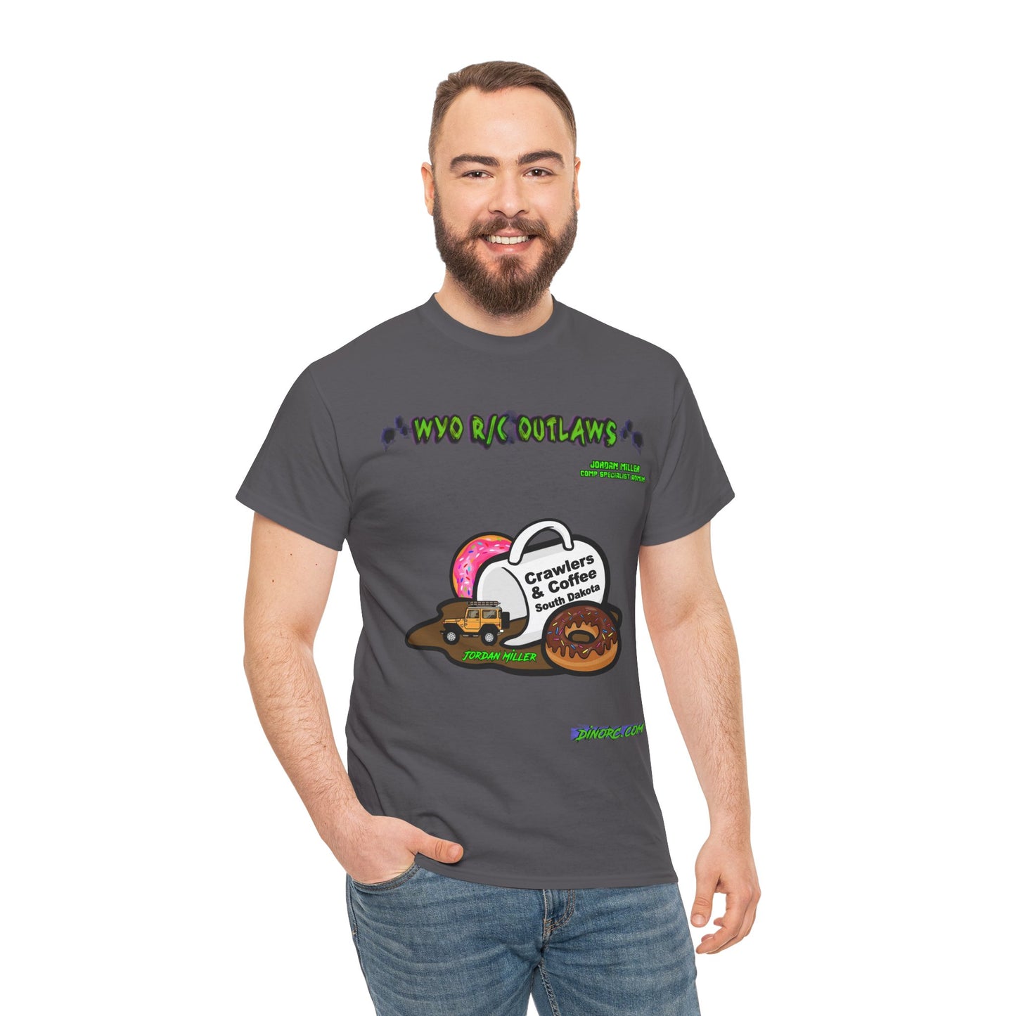Jordan Miller WYO R/C OUTLAWS DinoRc Logo T-Shirt S-5x Black Green