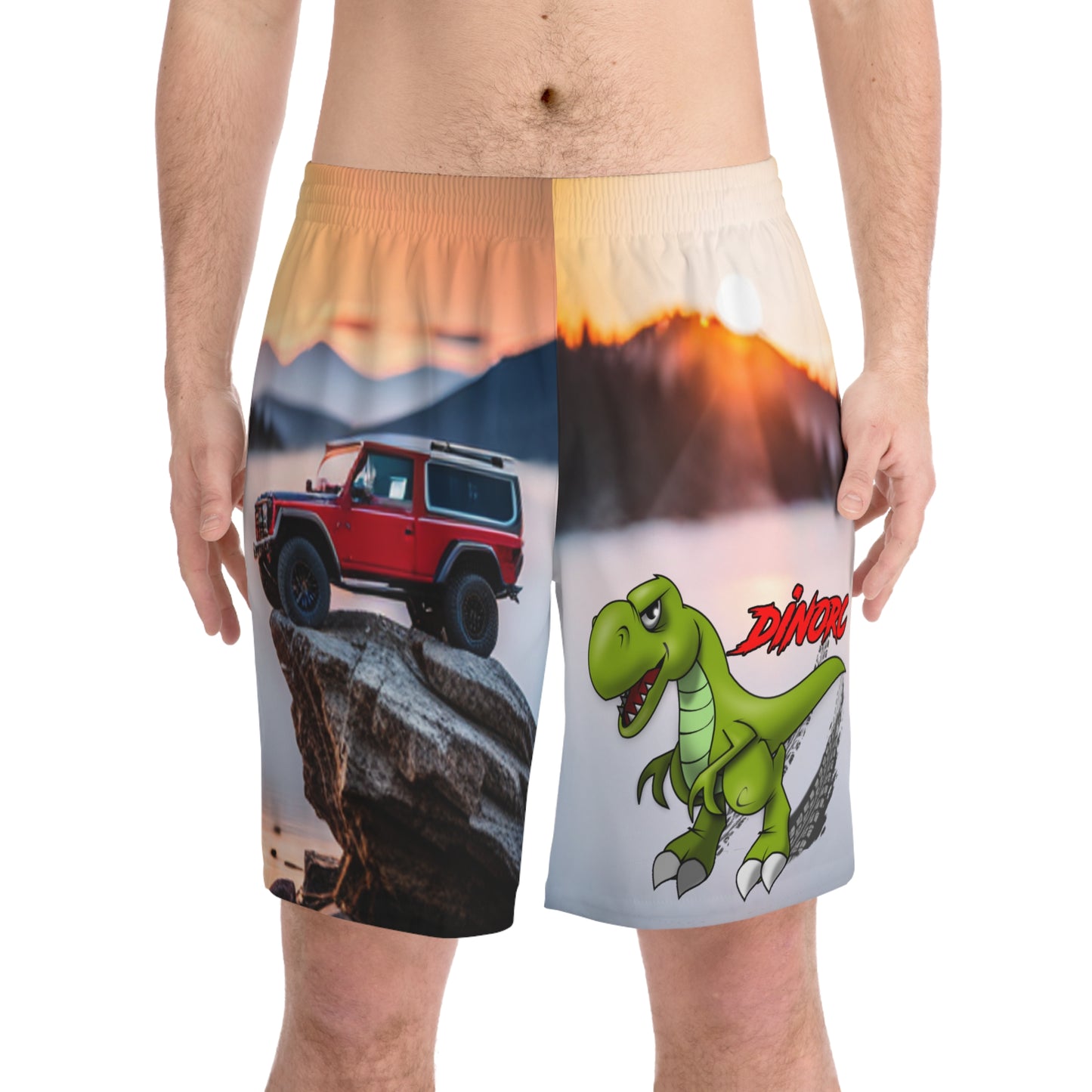 DinoRC Men's Elastic Beach Shorts (AOP) small up to 5x