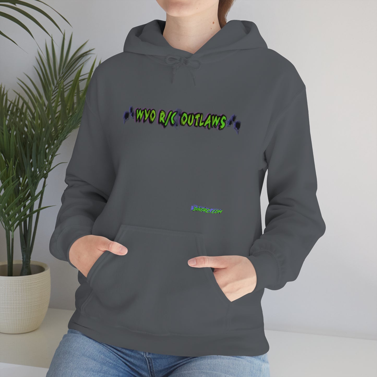 RC Outlaws DinoRC in 4 colors front back Hooded Sweatshirt