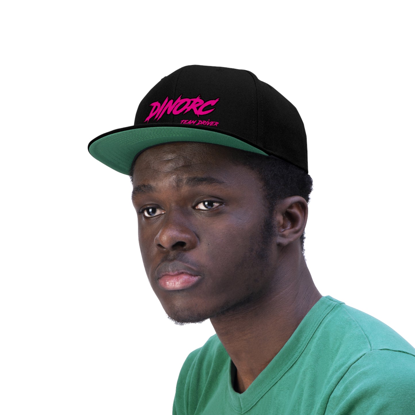 5 different colors and designs of DinoRC Logoed Flat Bill Hat