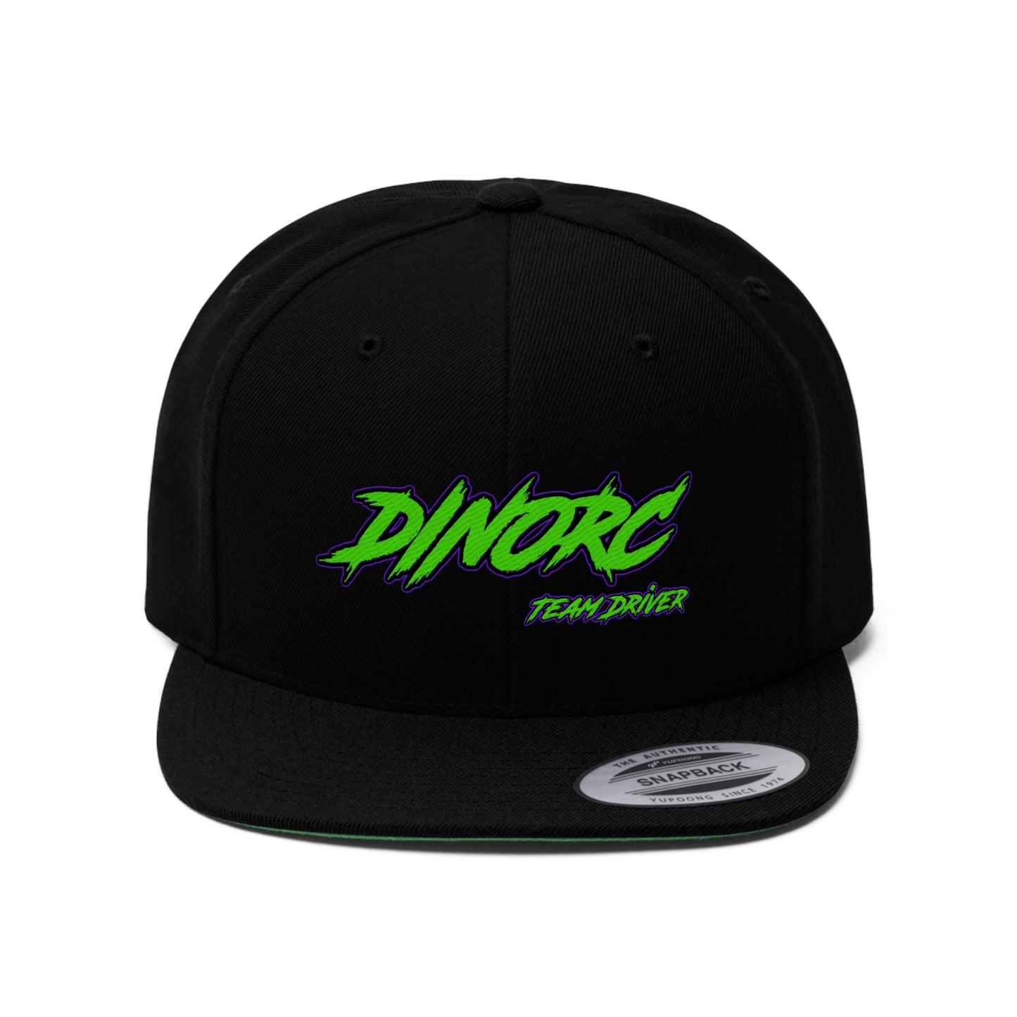 Black Green DinoRC Logoed Flat Bill Hat