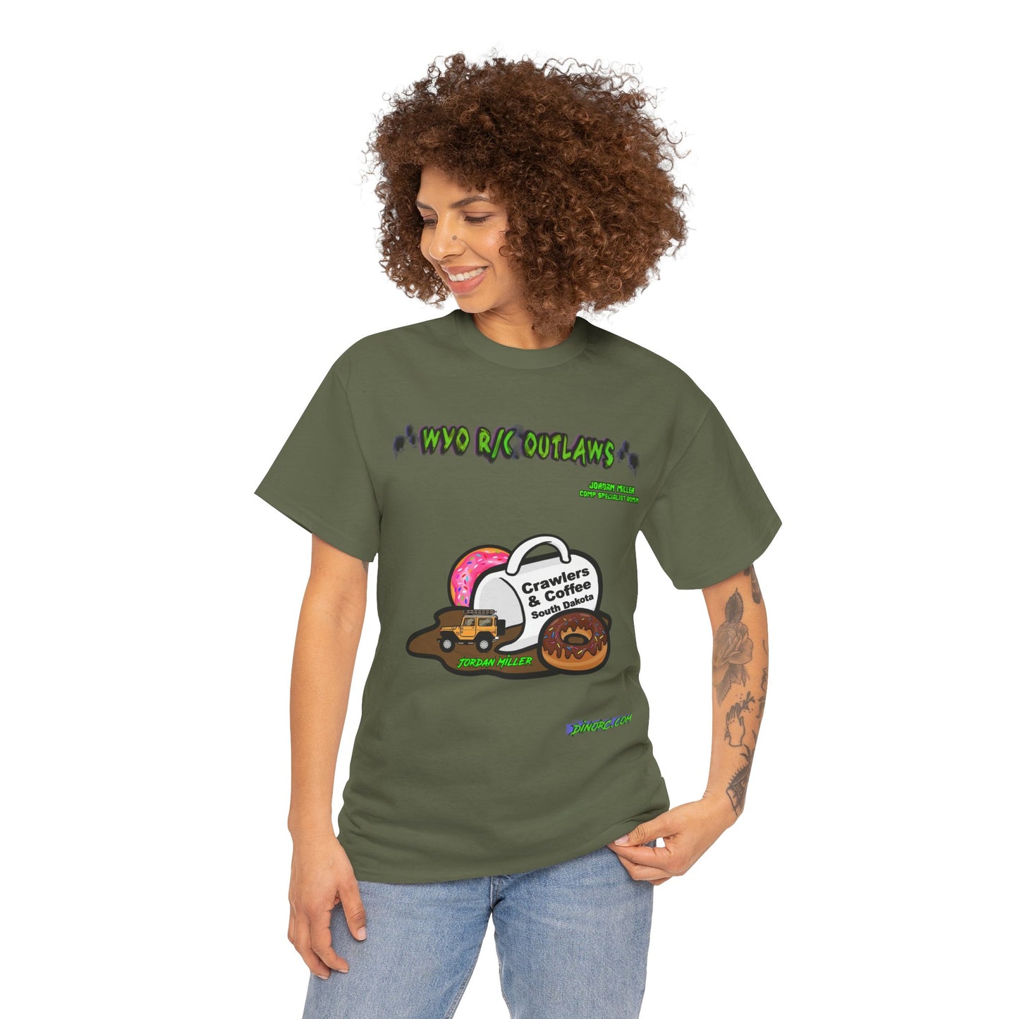 Jordan Miller WYO R/C OUTLAWS DinoRc Logo T-Shirt S-5x Black Green