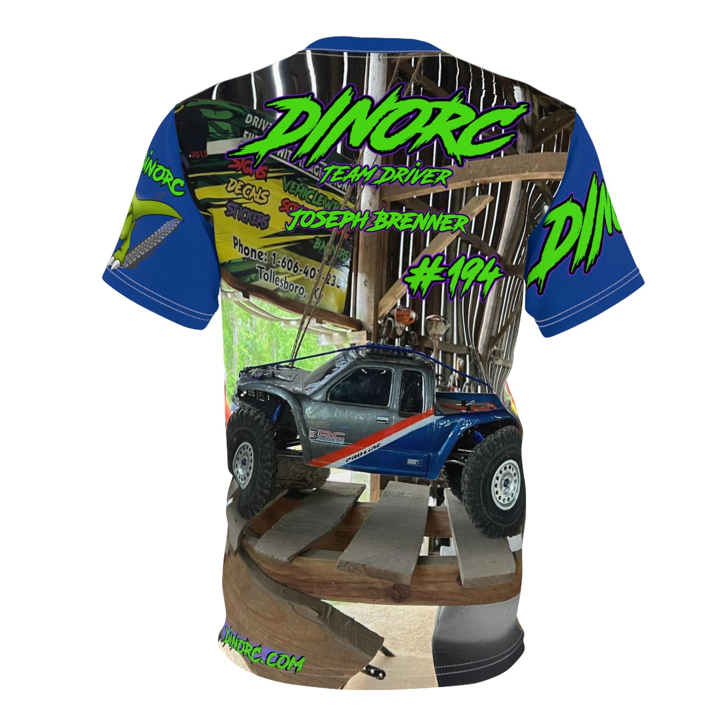 Joseph Brenner DinoRC Team Driver T Shirt Blue Sleeves
