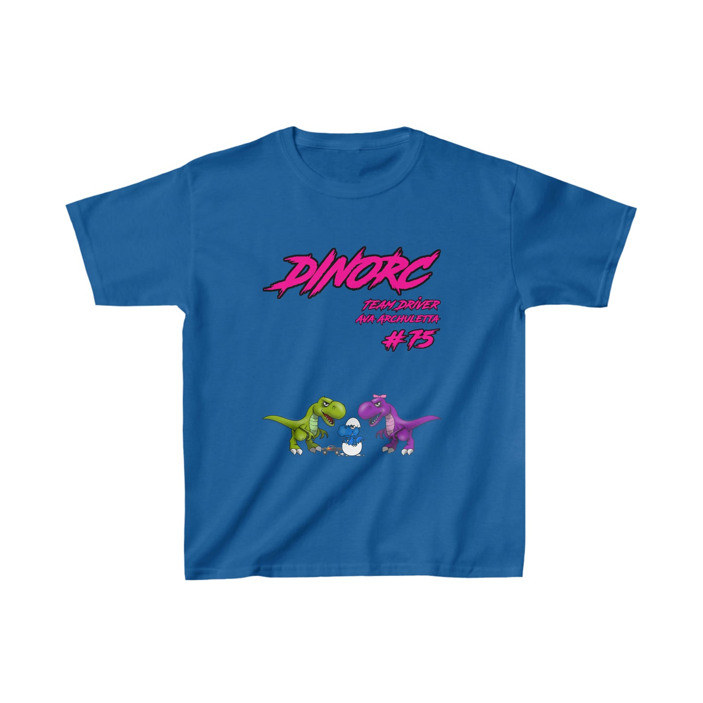 Team Driver Ava Archuletta DinoRC Logo front Monkey back Kids Heavy Cotton™ Tee