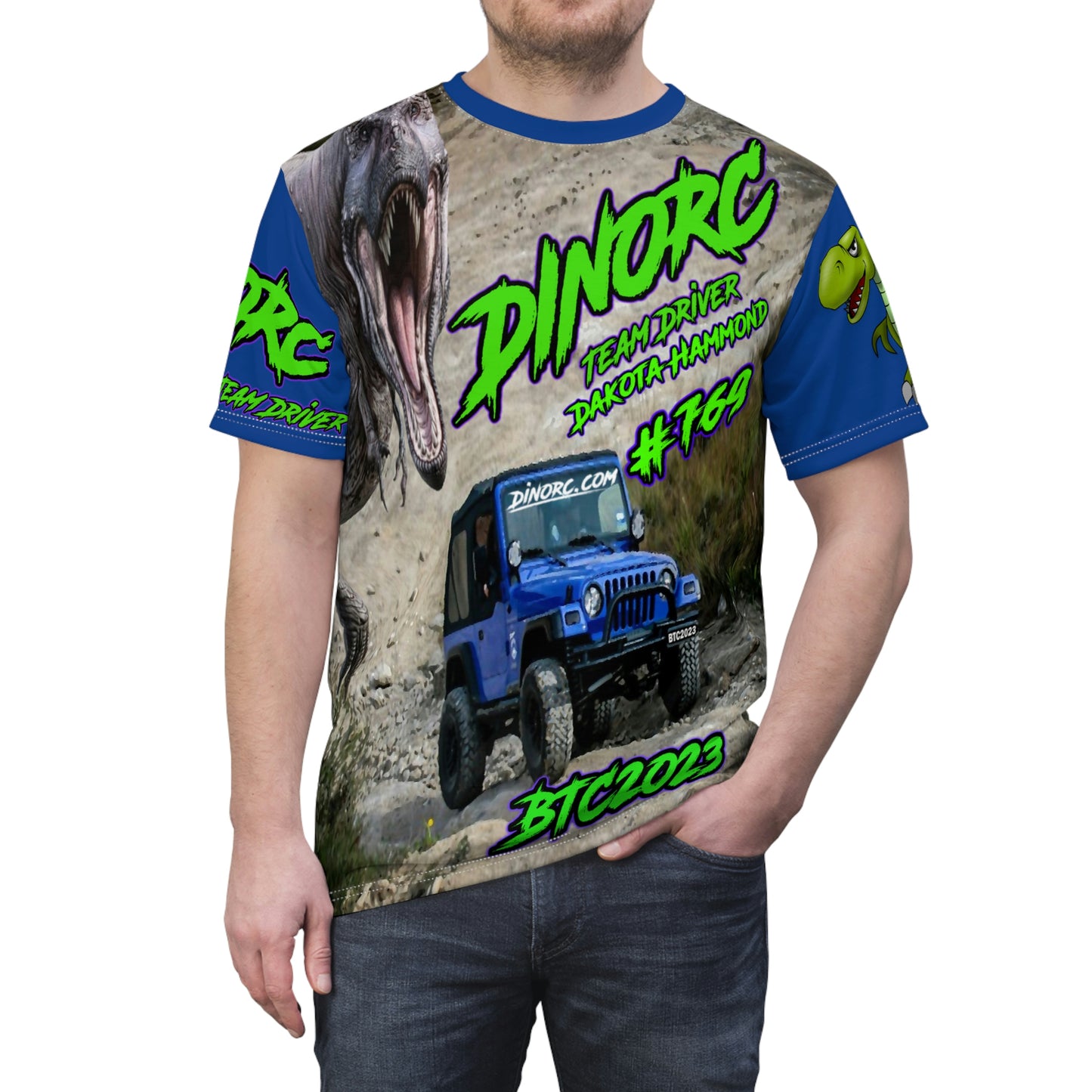 Dakota Hammond DinoRC BTC2023 Team Driver T Shirt Blue Sleeves