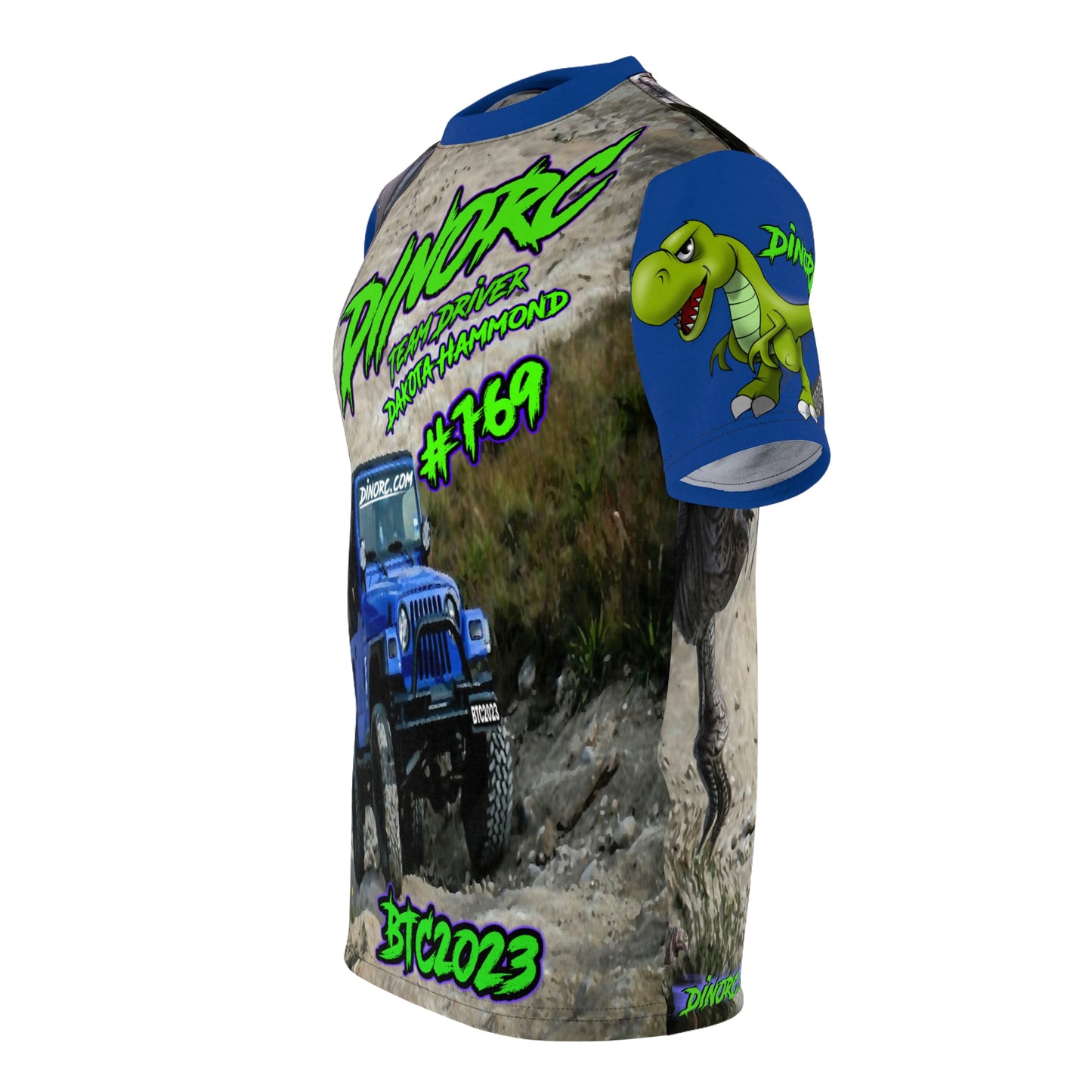 Dakota Hammond DinoRC BTC2023 Team Driver T Shirt Blue Sleeves