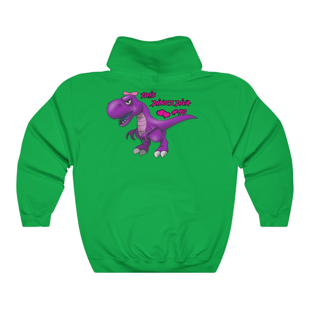 Dino's Diva Hearts #90 front back Heavy Blend™ Hooded Sweatshirt