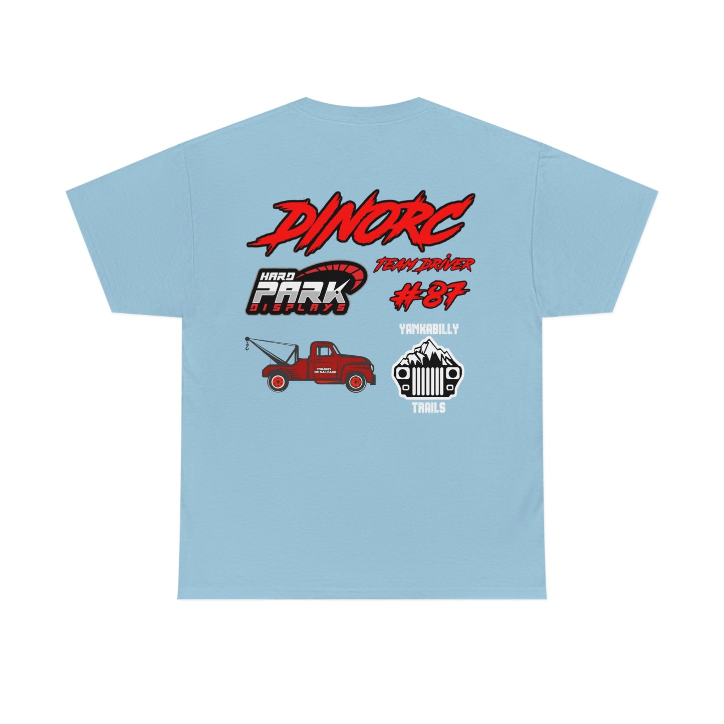 Vertical Team Driver Brandon Sheets Front and Back DinoRc Logo T-Shirt S-5x 5 colors