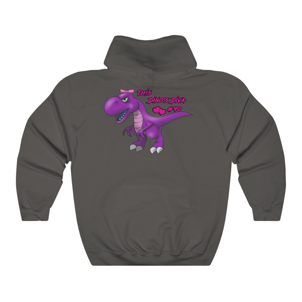 Dino's Diva Hearts #90 front back Heavy Blend™ Hooded Sweatshirt