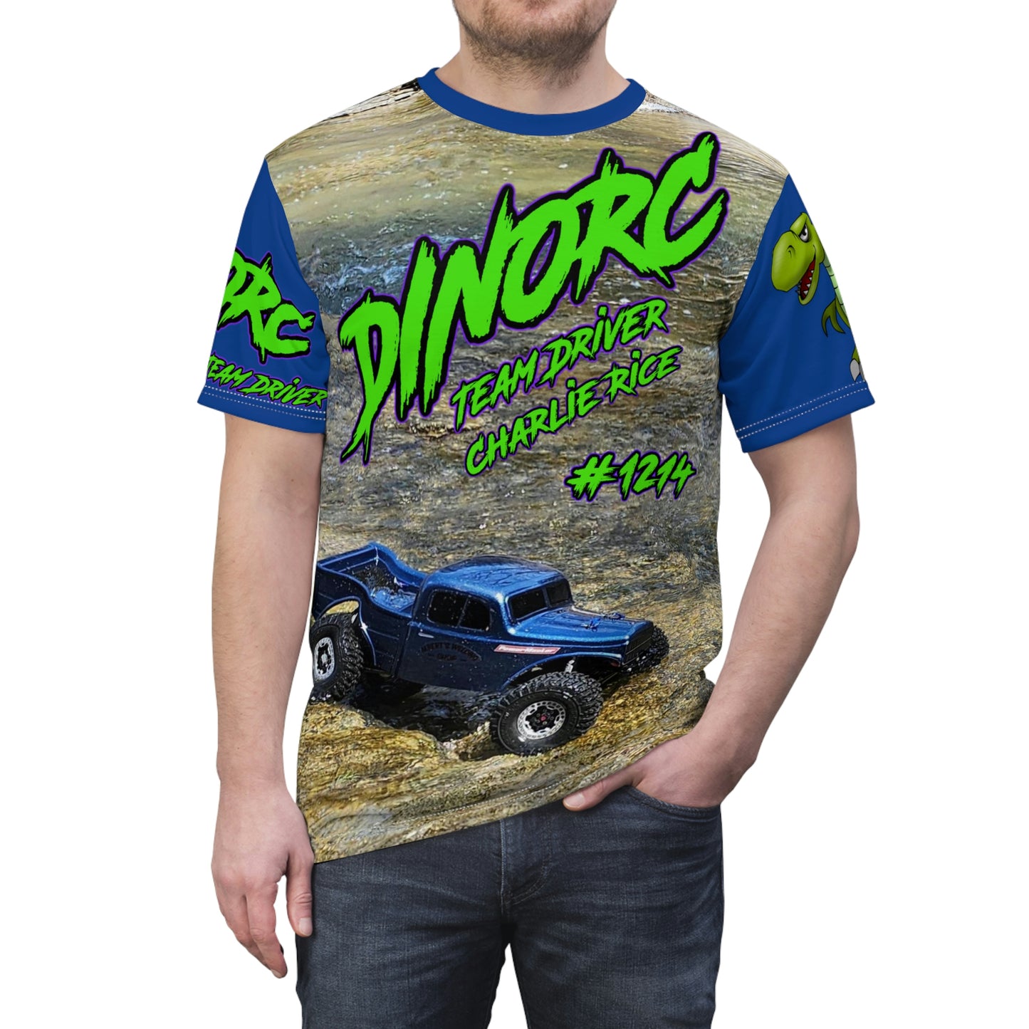 Charles Rice DinoRC Team Driver T Shirt Blue Sleeves