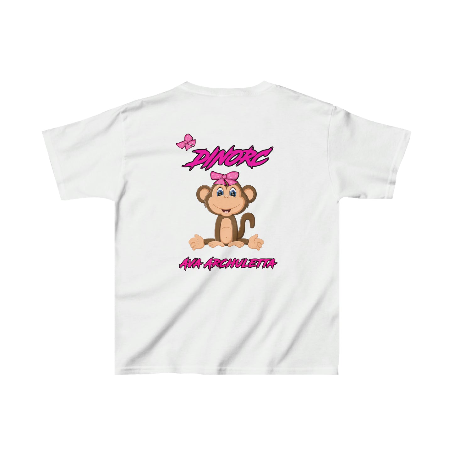 Team Driver Ava Archuletta DinoRC Logo front Monkey back Kids Heavy Cotton™ Tee