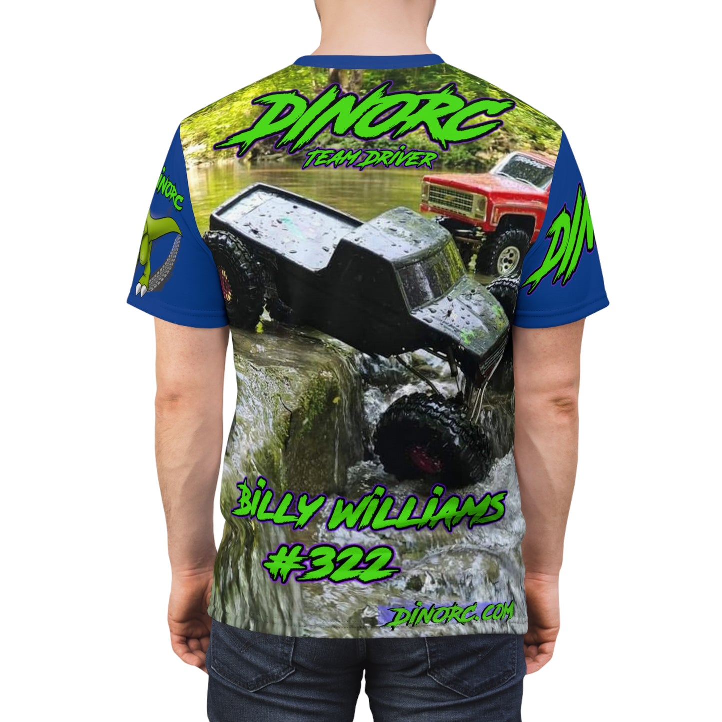 Billy Williams Blue N Green DinoRC Team Driver T Shirt Blue Sleeves