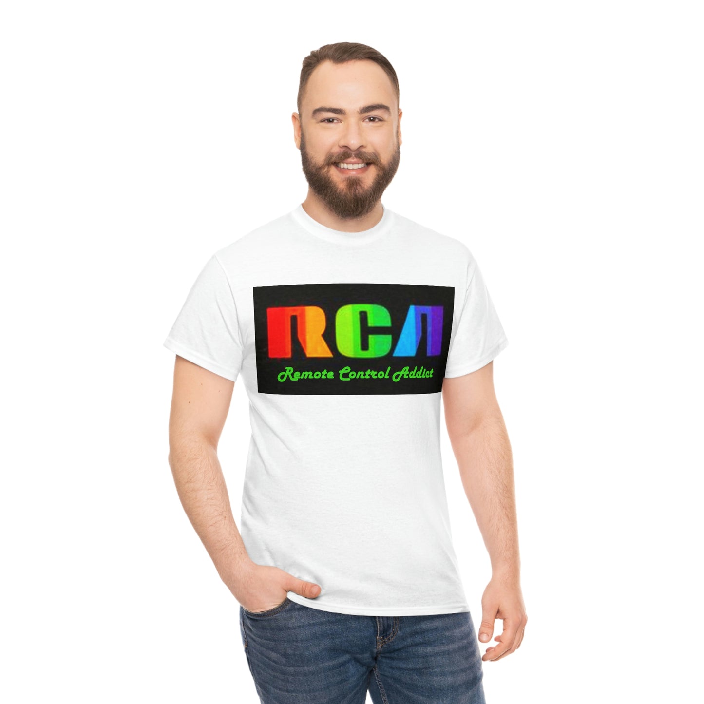 RCA Remote Control Addict Front Back DinoRc Logo T-Shirt S-5x Black White Green Blue