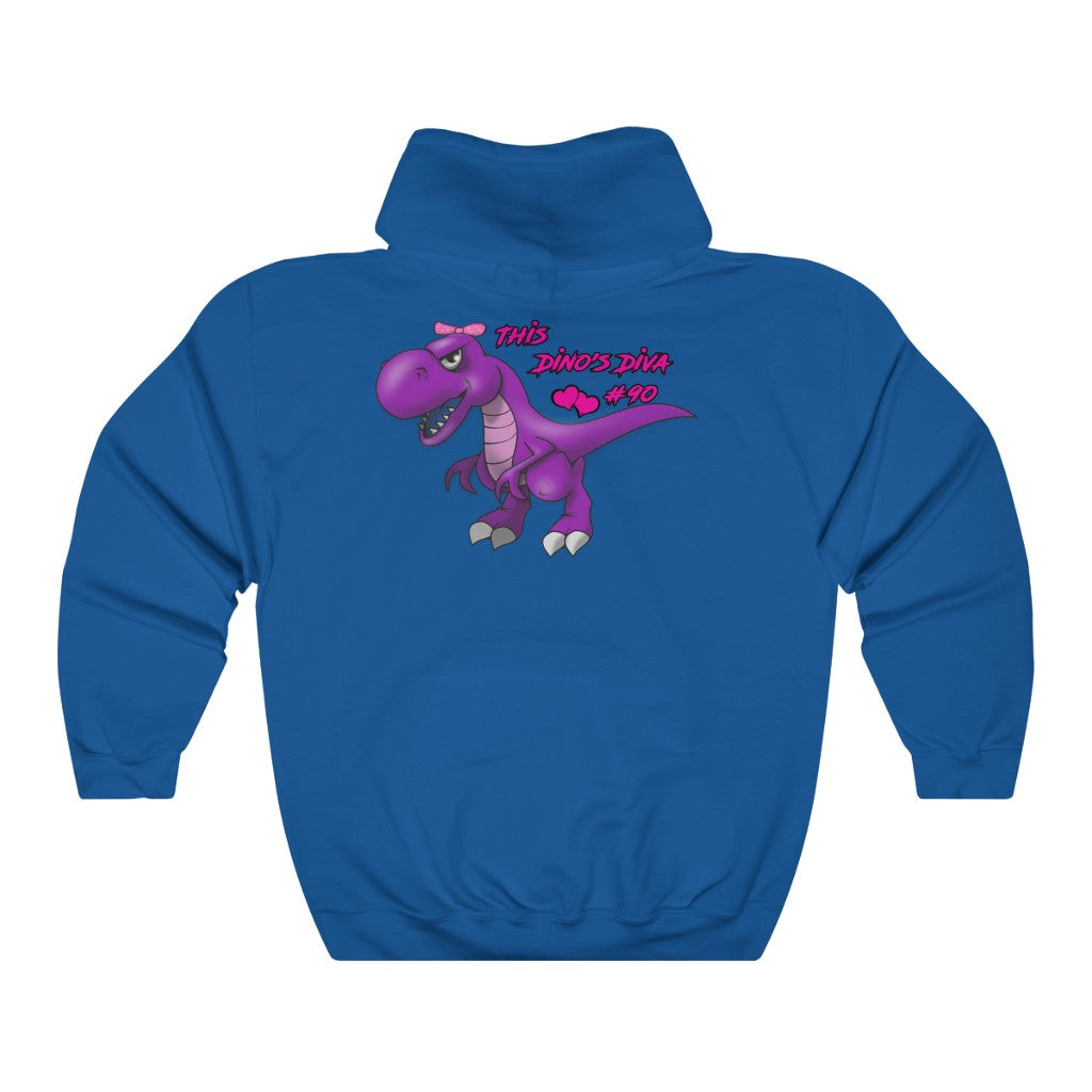 Dino's Diva Hearts #90 front back Heavy Blend™ Hooded Sweatshirt