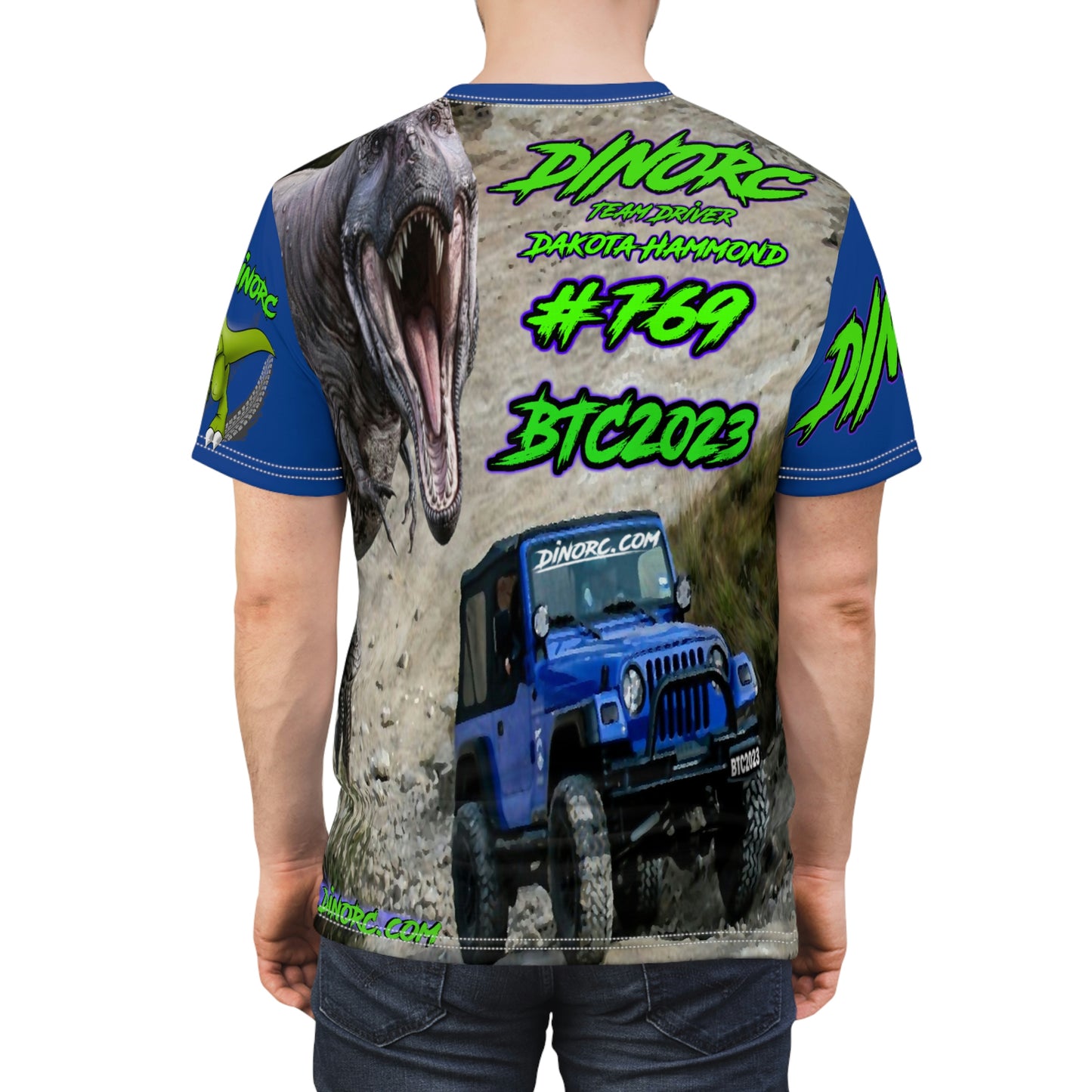 Dakota Hammond DinoRC BTC2023 Team Driver T Shirt Blue Sleeves