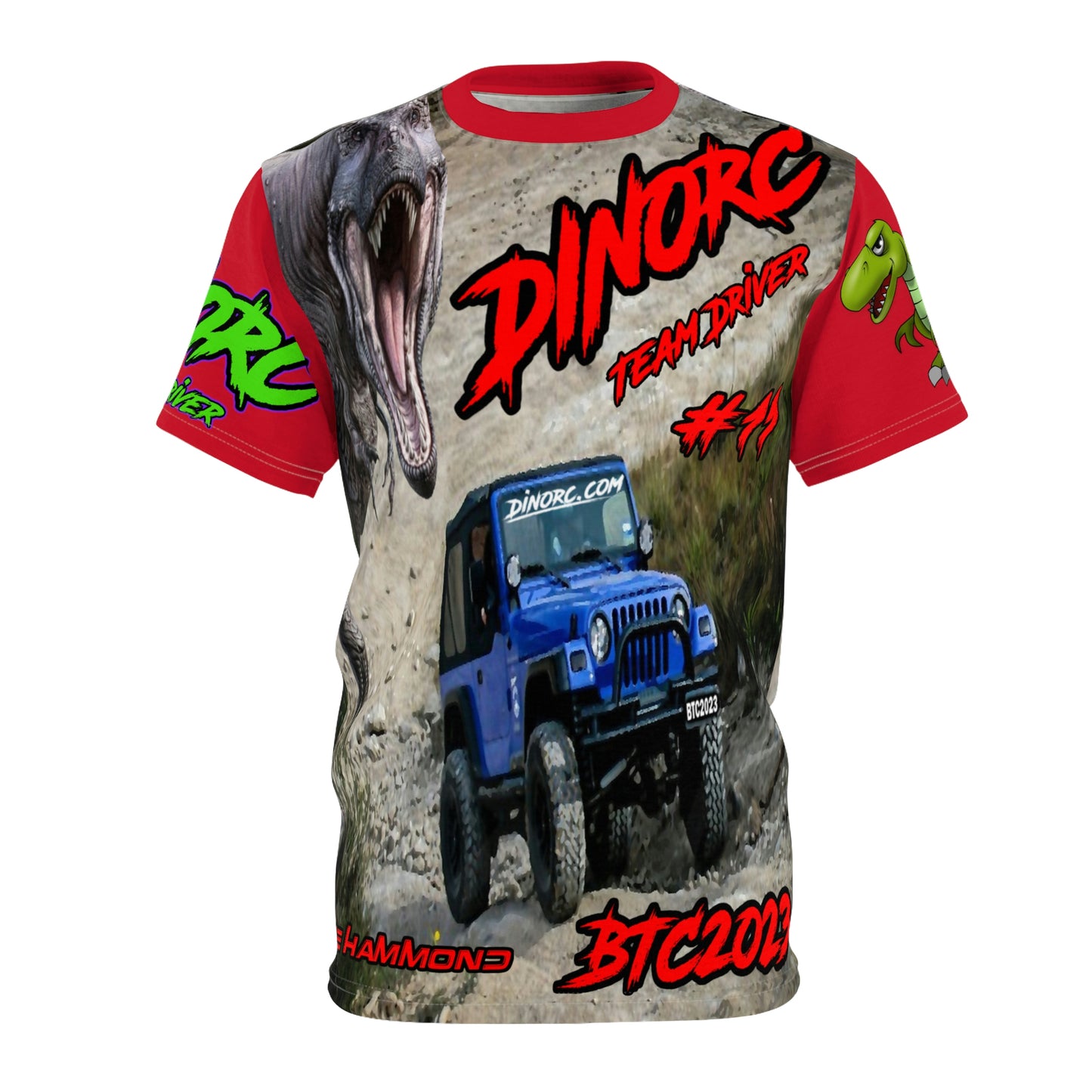 Mike Hammond Team Driver DinoRC BTC2023 Team Driver T Shirt Red Sleeves