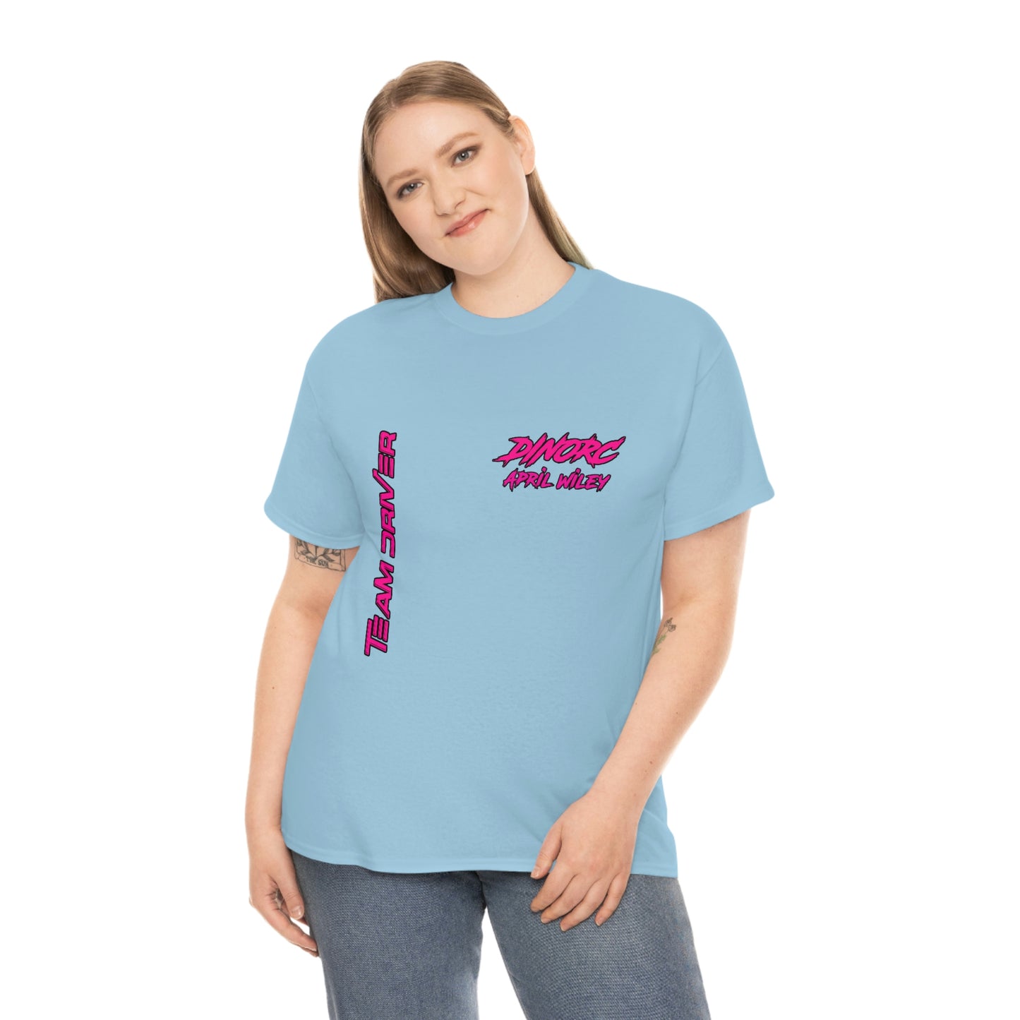 Vertical Team Driver April Wiley Dino's Divas Front and Back DinoRc Logo T-Shirt S-5x 5 colors
