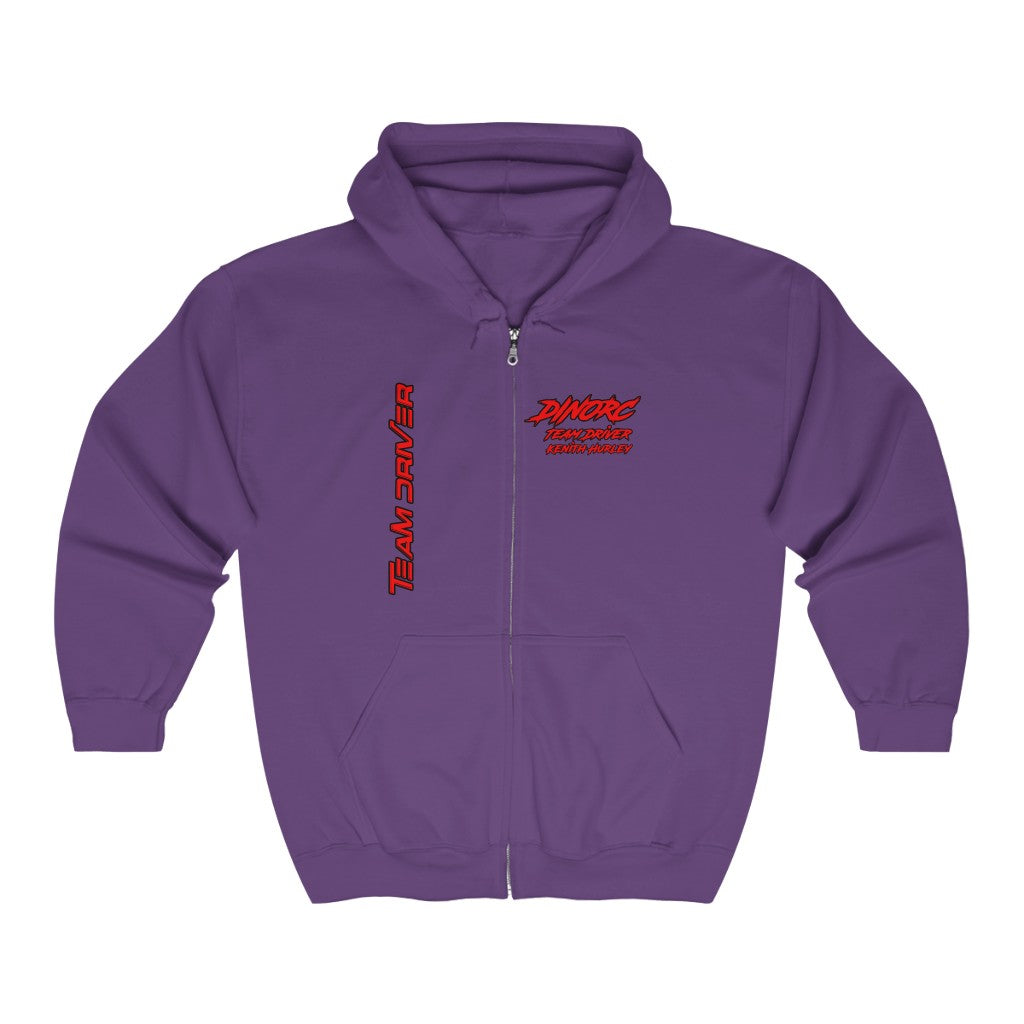 Team Driver Kenith Hurley Zip UP Hoodie Front Back DinoRC Logo Heavy Blend™ Full Zip Hooded Sweatshirt