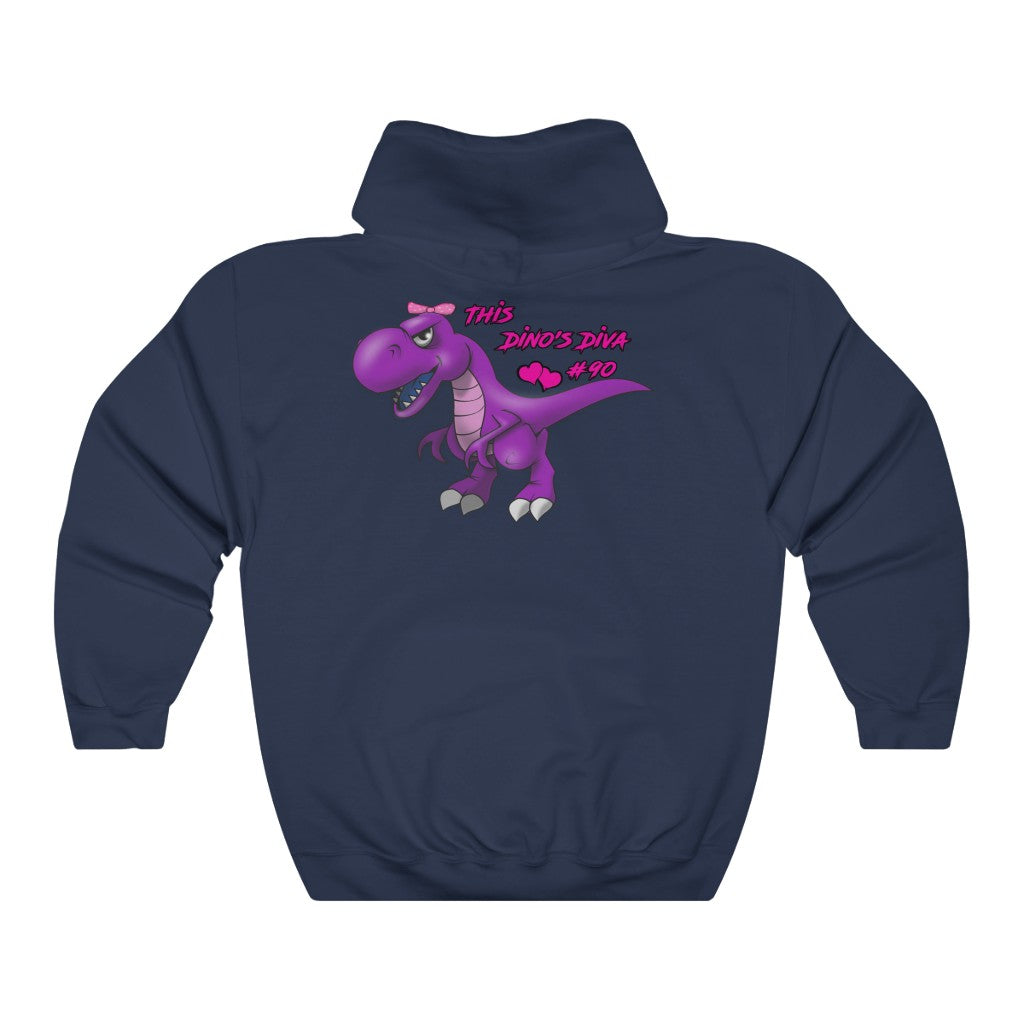 Dino's Diva Hearts #90 front back Heavy Blend™ Hooded Sweatshirt