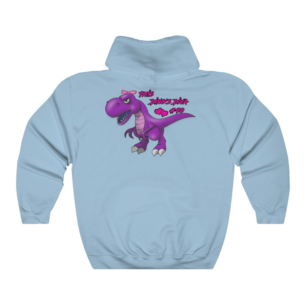 Dino's Diva Hearts #90 front back Heavy Blend™ Hooded Sweatshirt
