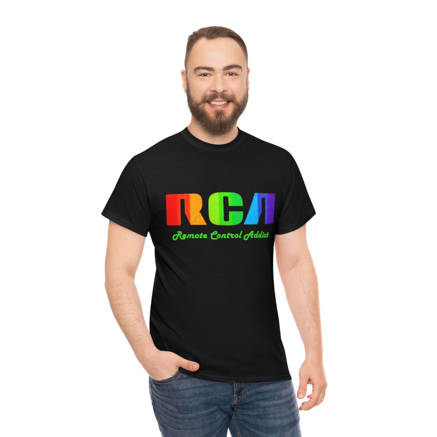 RCA Remote Control Addict Front Back DinoRc Logo T-Shirt S-5x Black White Green Blue
