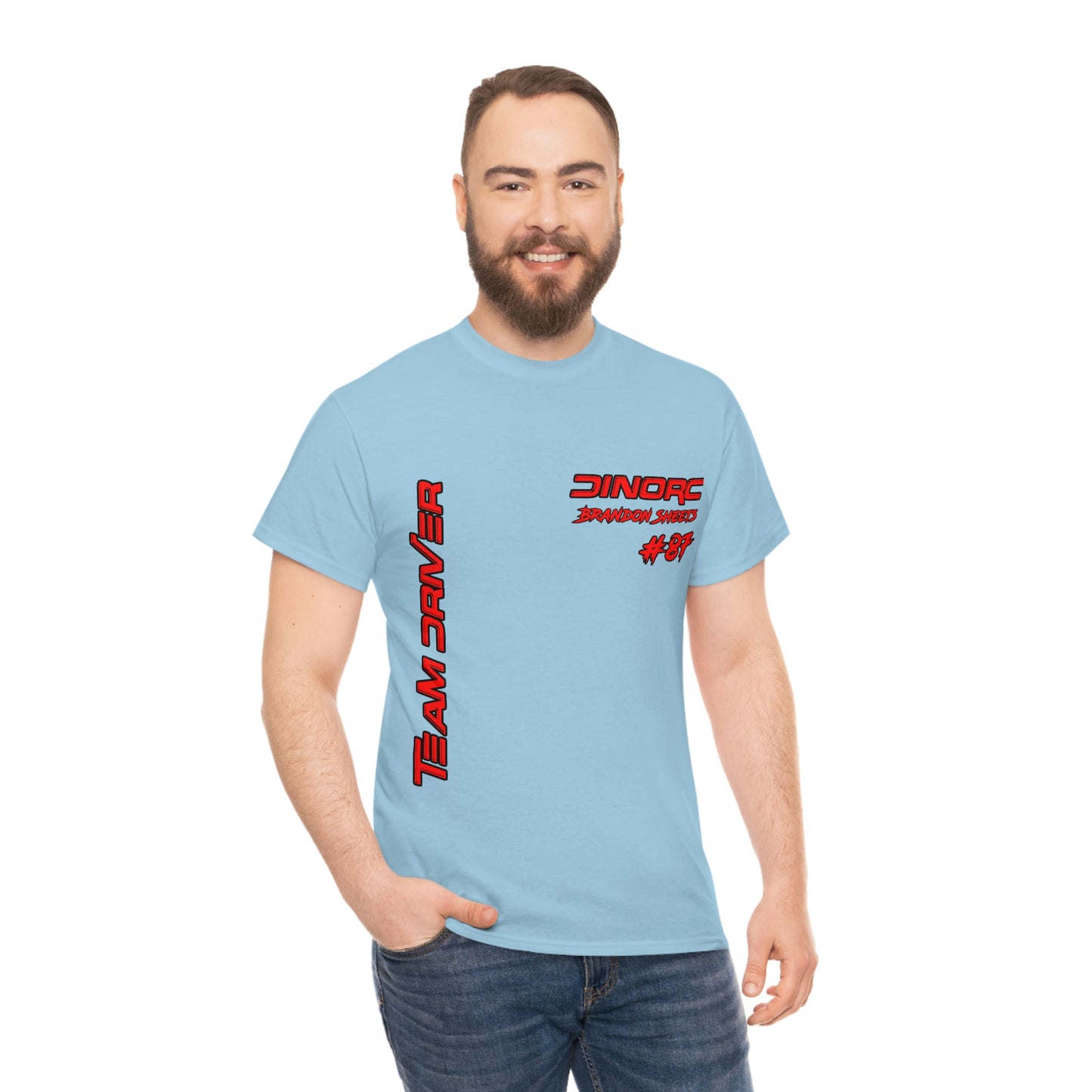 Vertical Team Driver Brandon Sheets Front and Back DinoRc Logo T-Shirt S-5x 5 colors