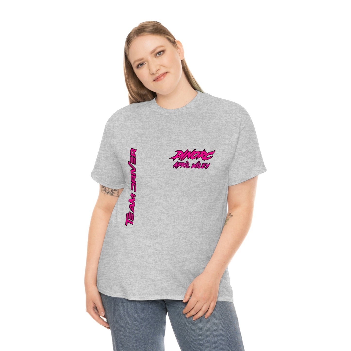 Vertical Team Driver April Wiley Dino's Divas Front and Back DinoRc Logo T-Shirt S-5x 5 colors