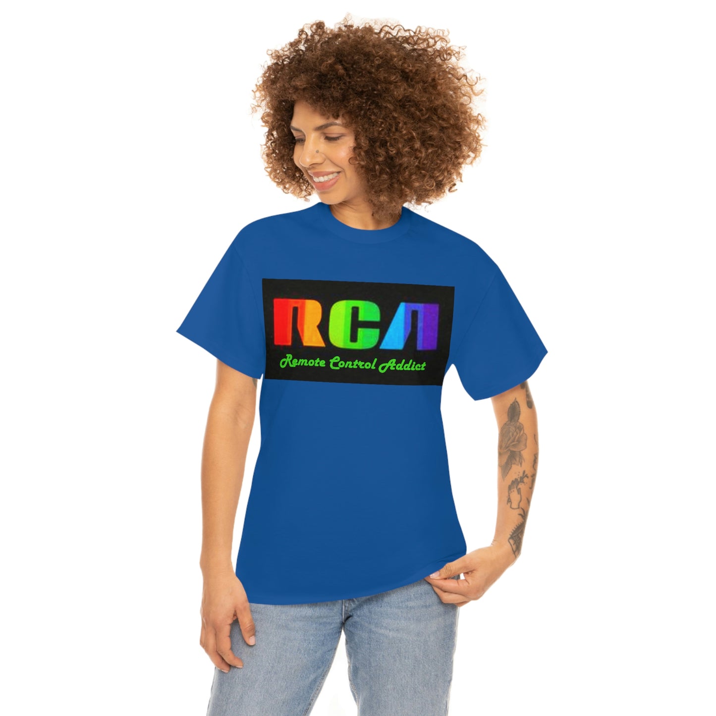 RCA Remote Control Addict Front Back DinoRc Logo T-Shirt S-5x Black White Green Blue