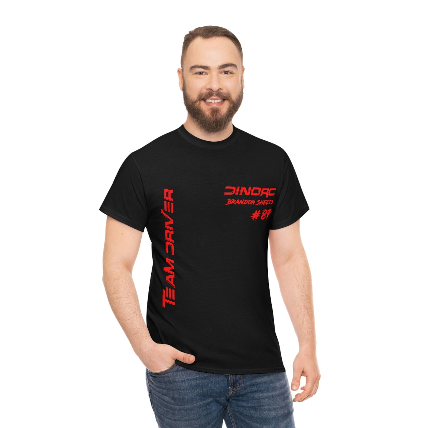 Vertical Team Driver Brandon Sheets Front and Back DinoRc Logo T-Shirt S-5x 5 colors