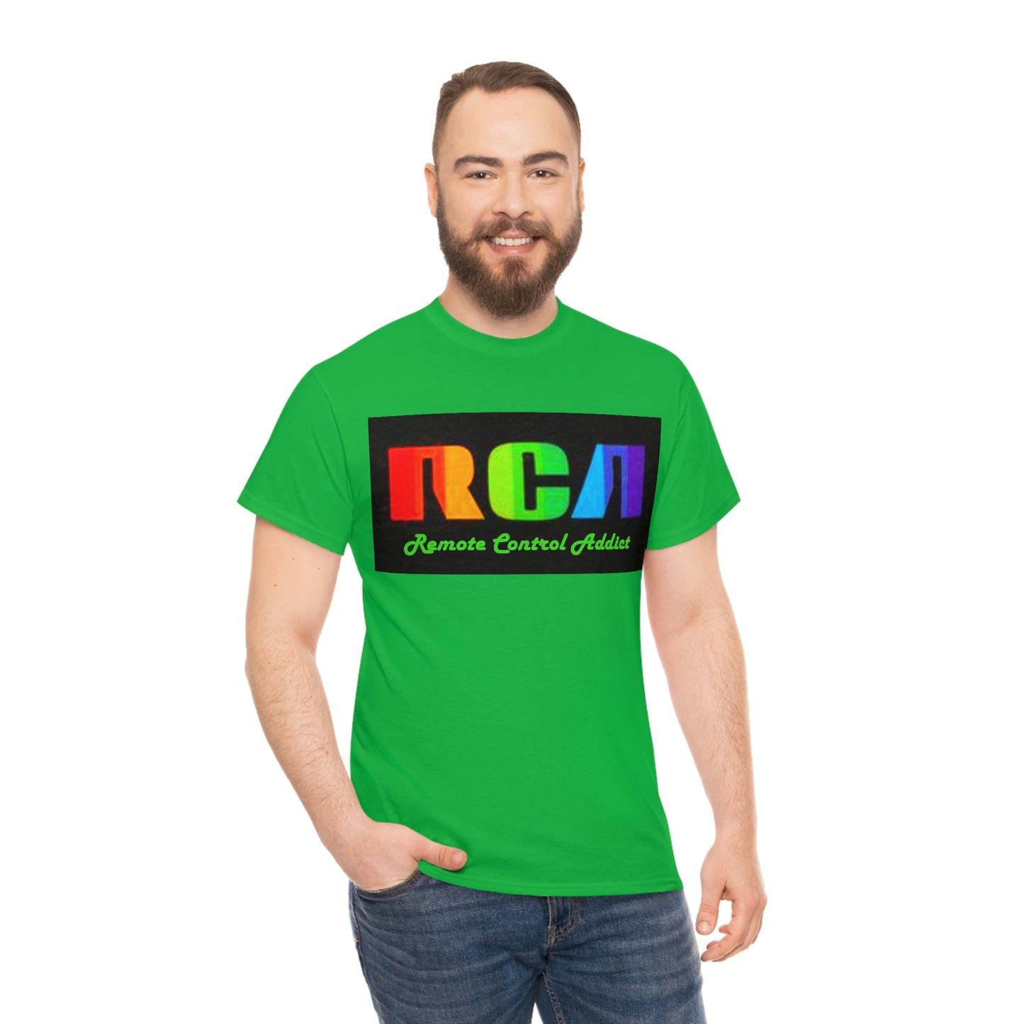 RCA Remote Control Addict Front Back DinoRc Logo T-Shirt S-5x Black White Green Blue