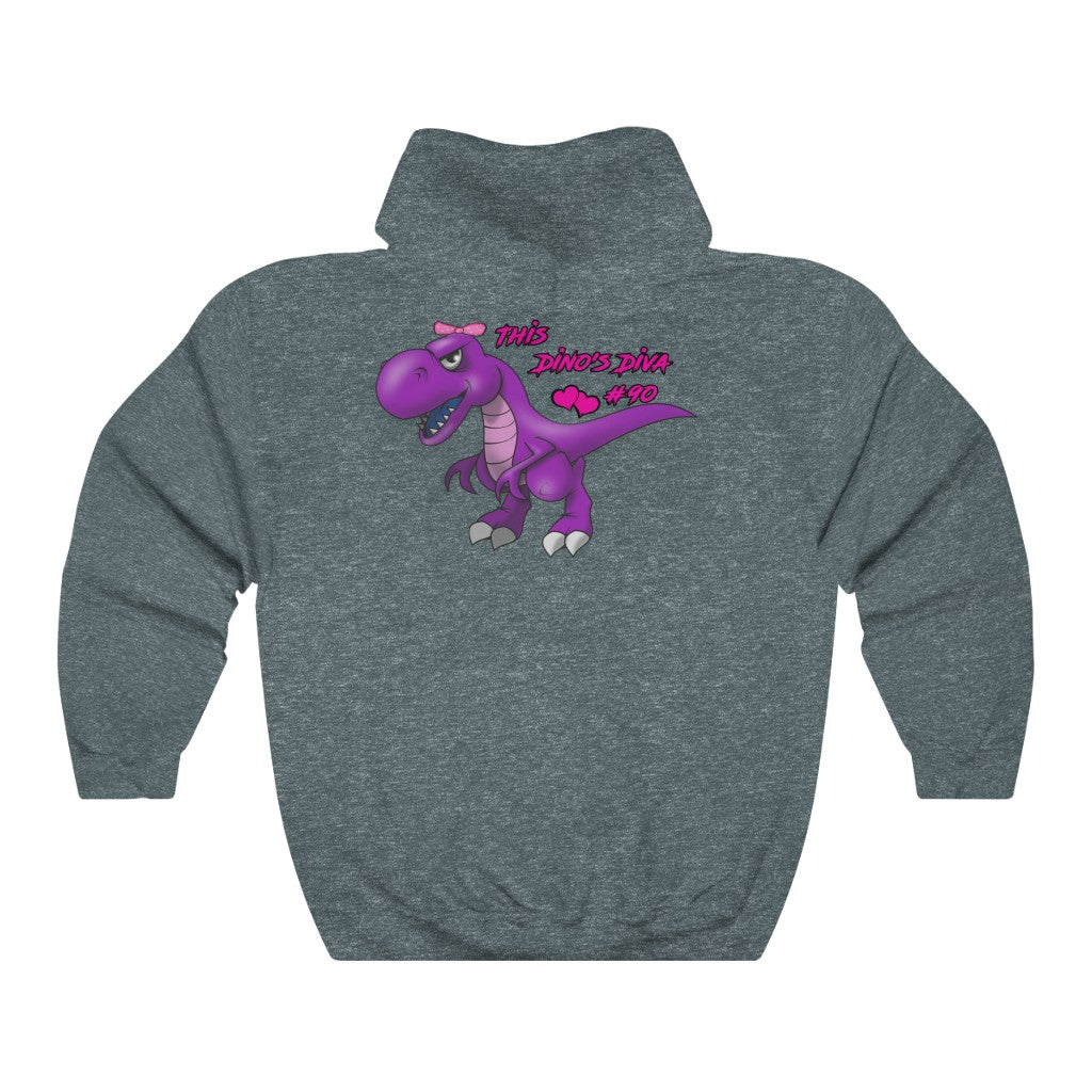 Dino's Diva Hearts #90 front back Heavy Blend™ Hooded Sweatshirt