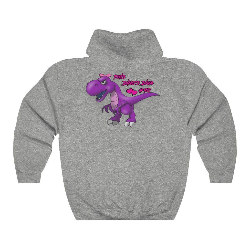 Dino's Diva Hearts #90 front back Heavy Blend™ Hooded Sweatshirt