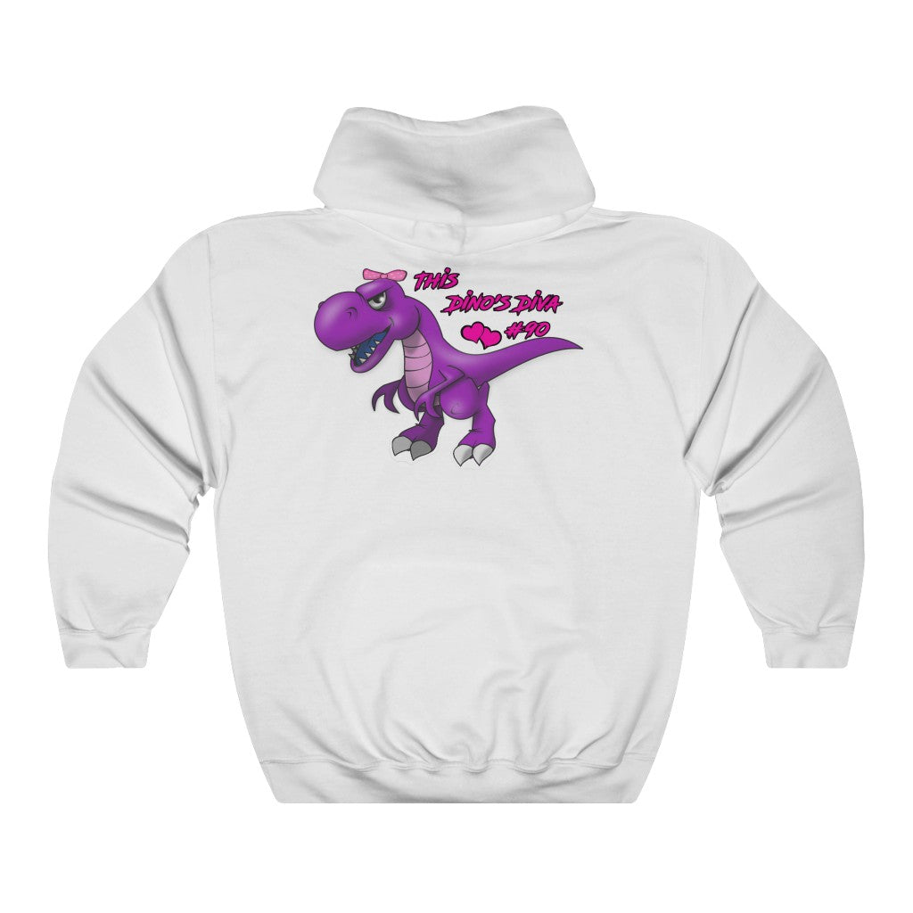 Dino's Diva Hearts #90 front back Heavy Blend™ Hooded Sweatshirt