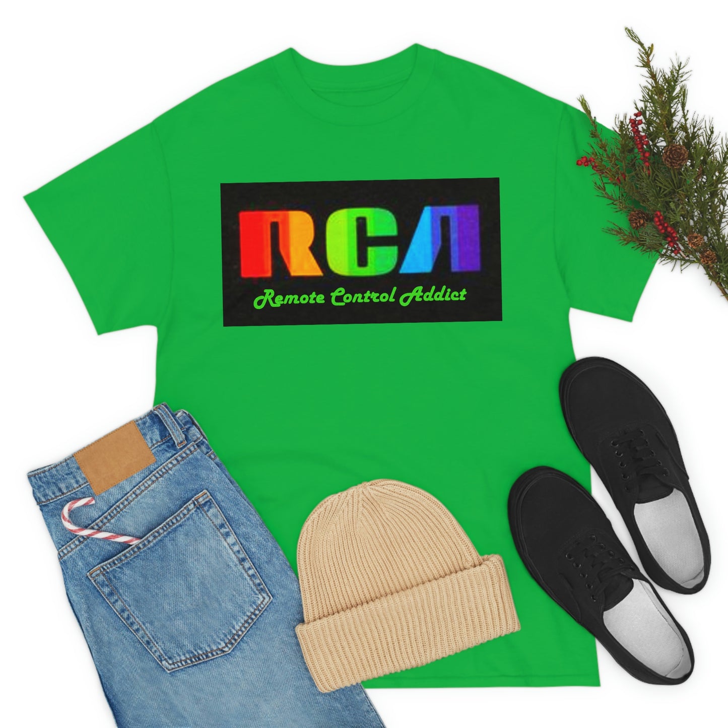 RCA Remote Control Addict Front Back DinoRc Logo T-Shirt S-5x Black White Green Blue