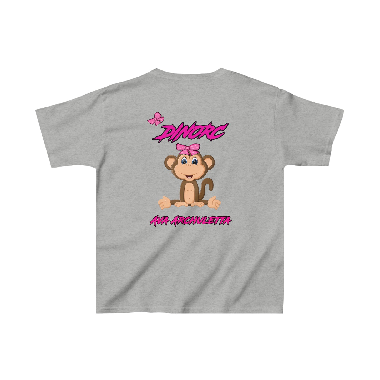 Team Driver Ava Archuletta DinoRC Logo front Monkey back Kids Heavy Cotton™ Tee