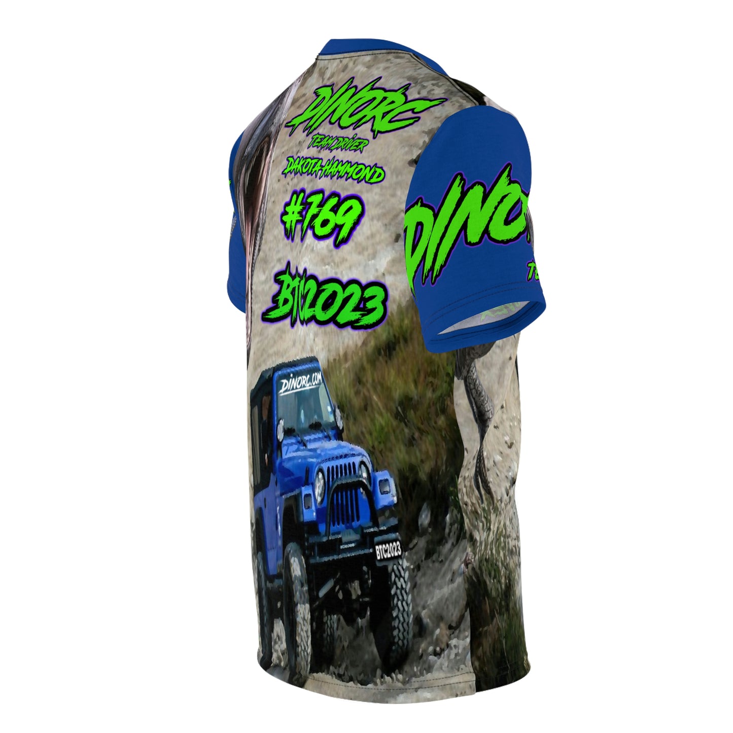 Dakota Hammond DinoRC BTC2023 Team Driver T Shirt Blue Sleeves