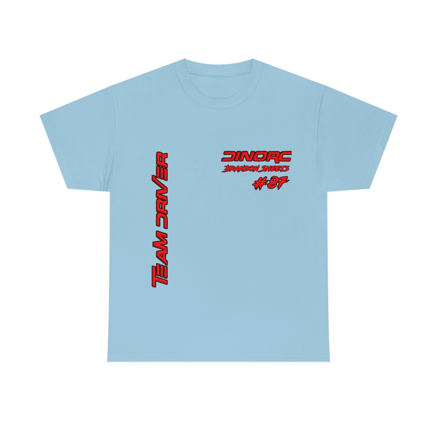 Vertical Team Driver Brandon Sheets Front and Back DinoRc Logo T-Shirt S-5x 5 colors