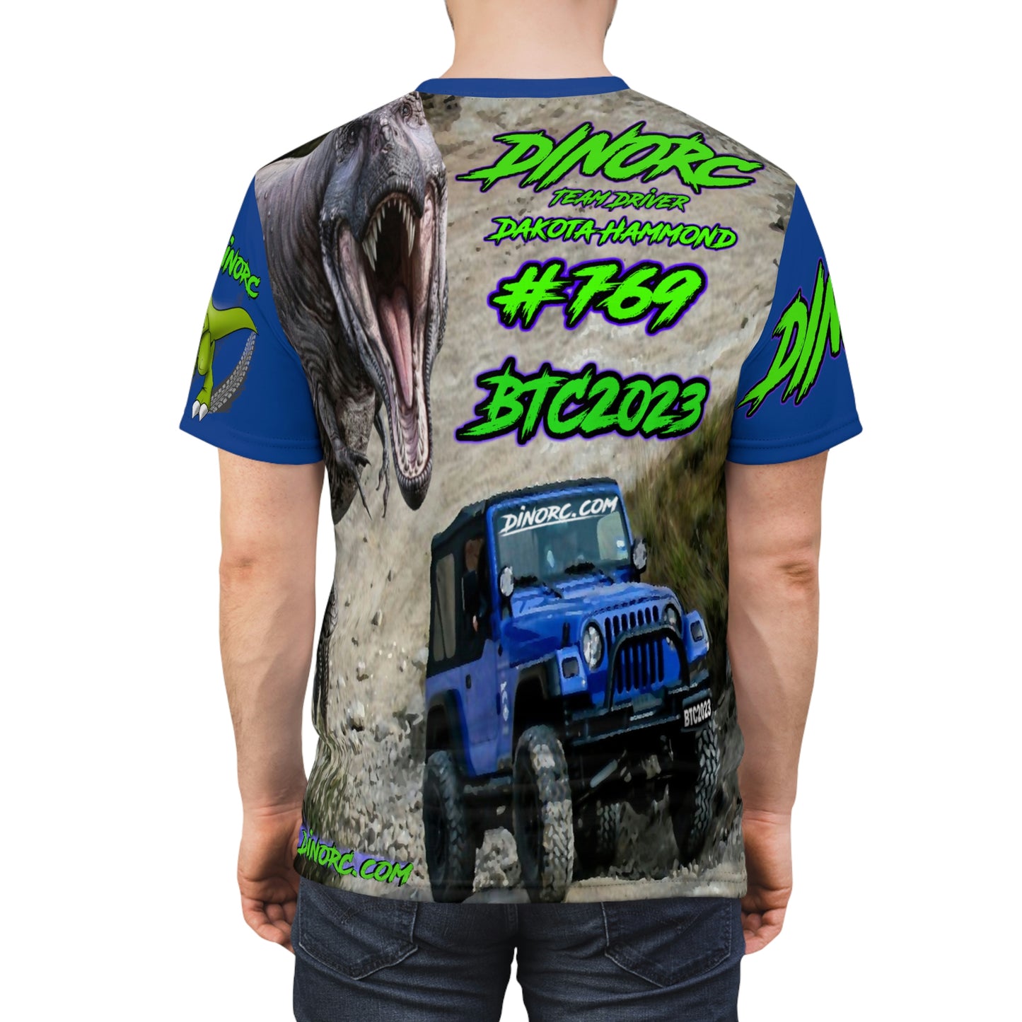 Dakota Hammond DinoRC BTC2023 Team Driver T Shirt Blue Sleeves