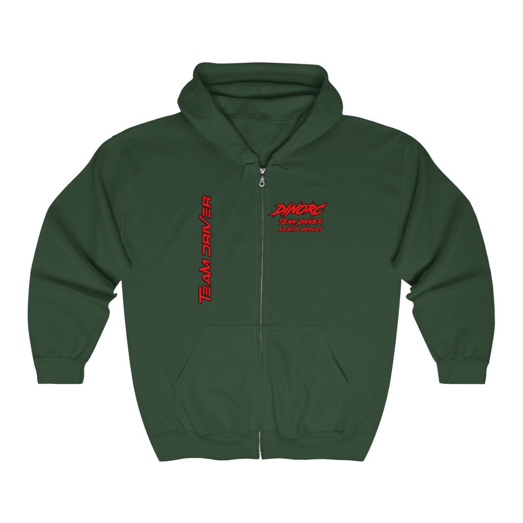 Team Driver Kenith Hurley Zip UP Hoodie Front Back DinoRC Logo Heavy Blend™ Full Zip Hooded Sweatshirt