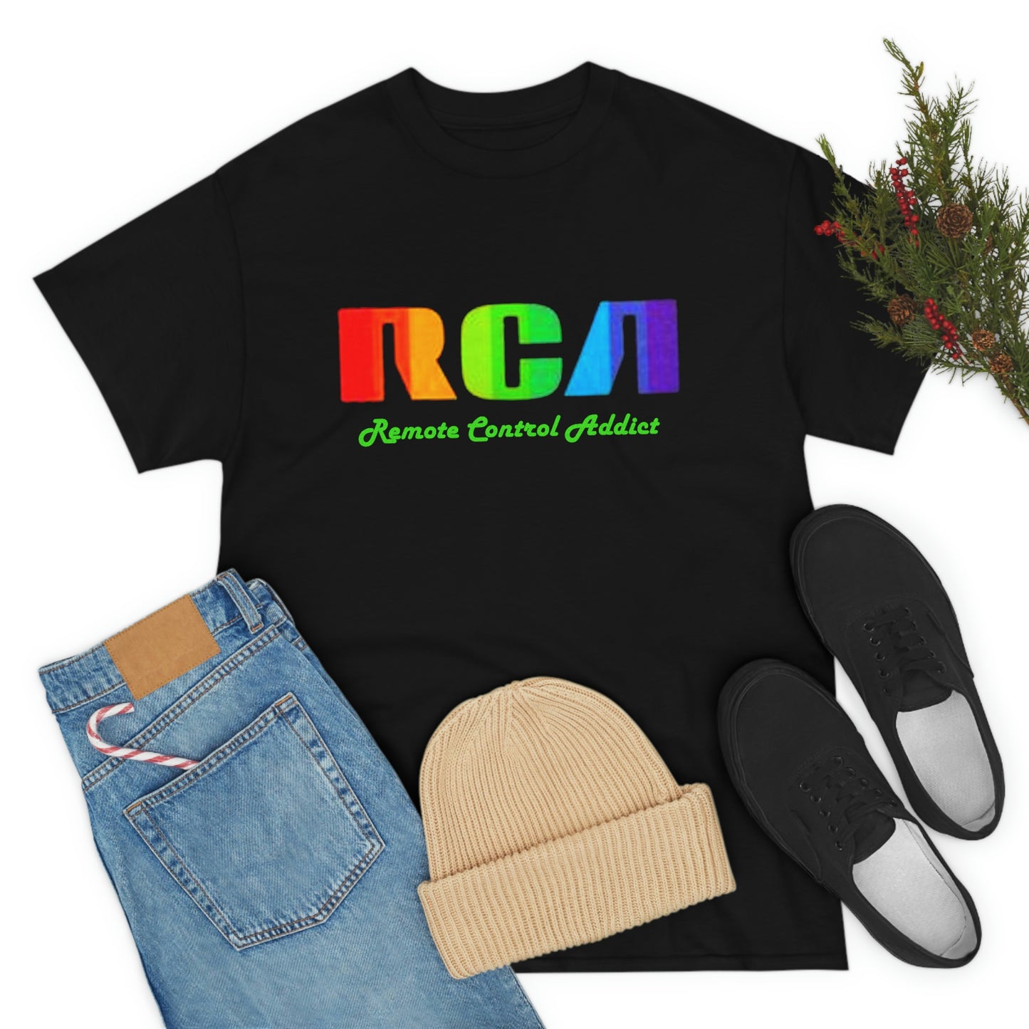RCA Remote Control Addict Front Back DinoRc Logo T-Shirt S-5x Black White Green Blue