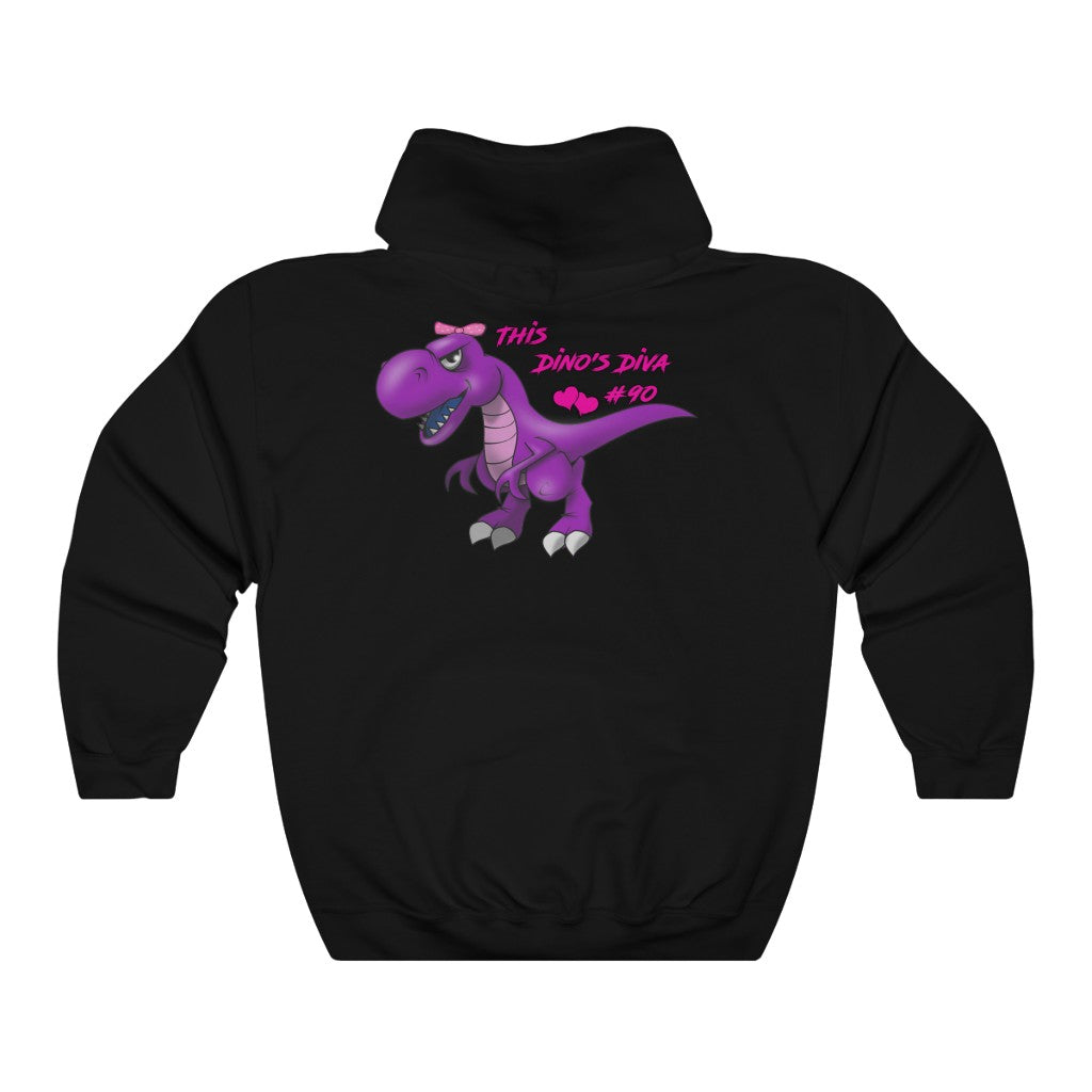 Dino's Diva Hearts #90 front back Heavy Blend™ Hooded Sweatshirt