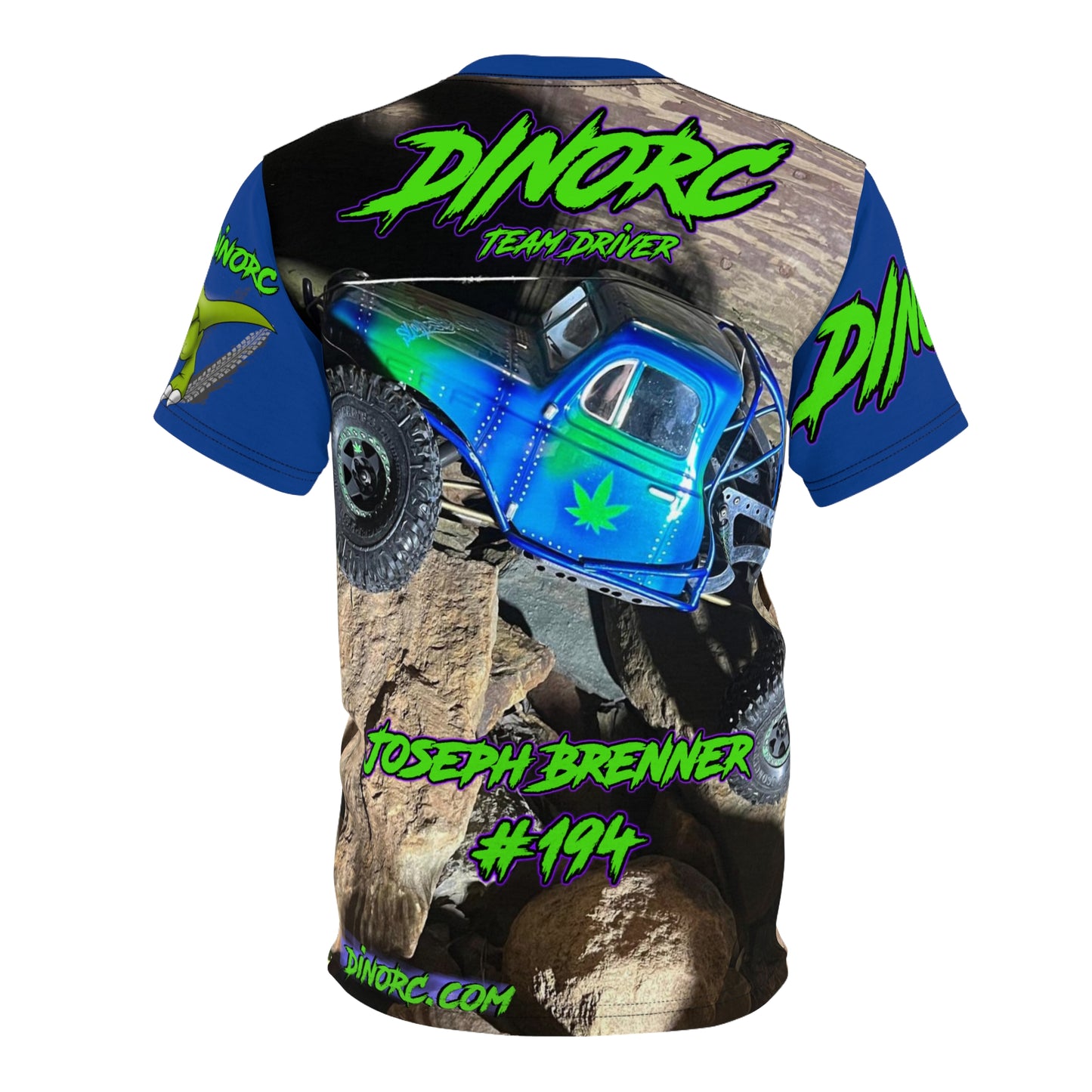 Joseph Brenner Blue N Green DinoRC Team Driver T Shirt Blue Sleeves