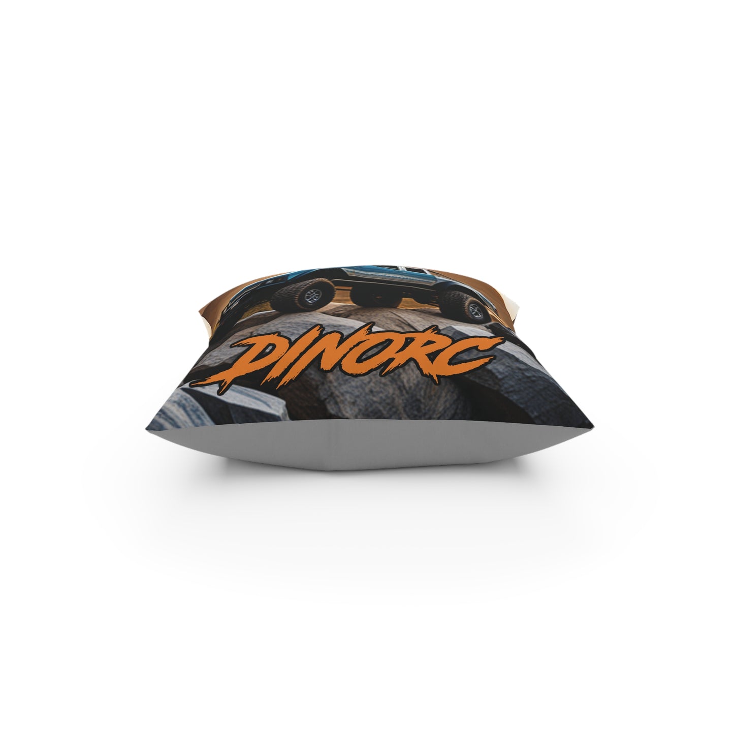 DinoRC Orange Logo Grey Pillow