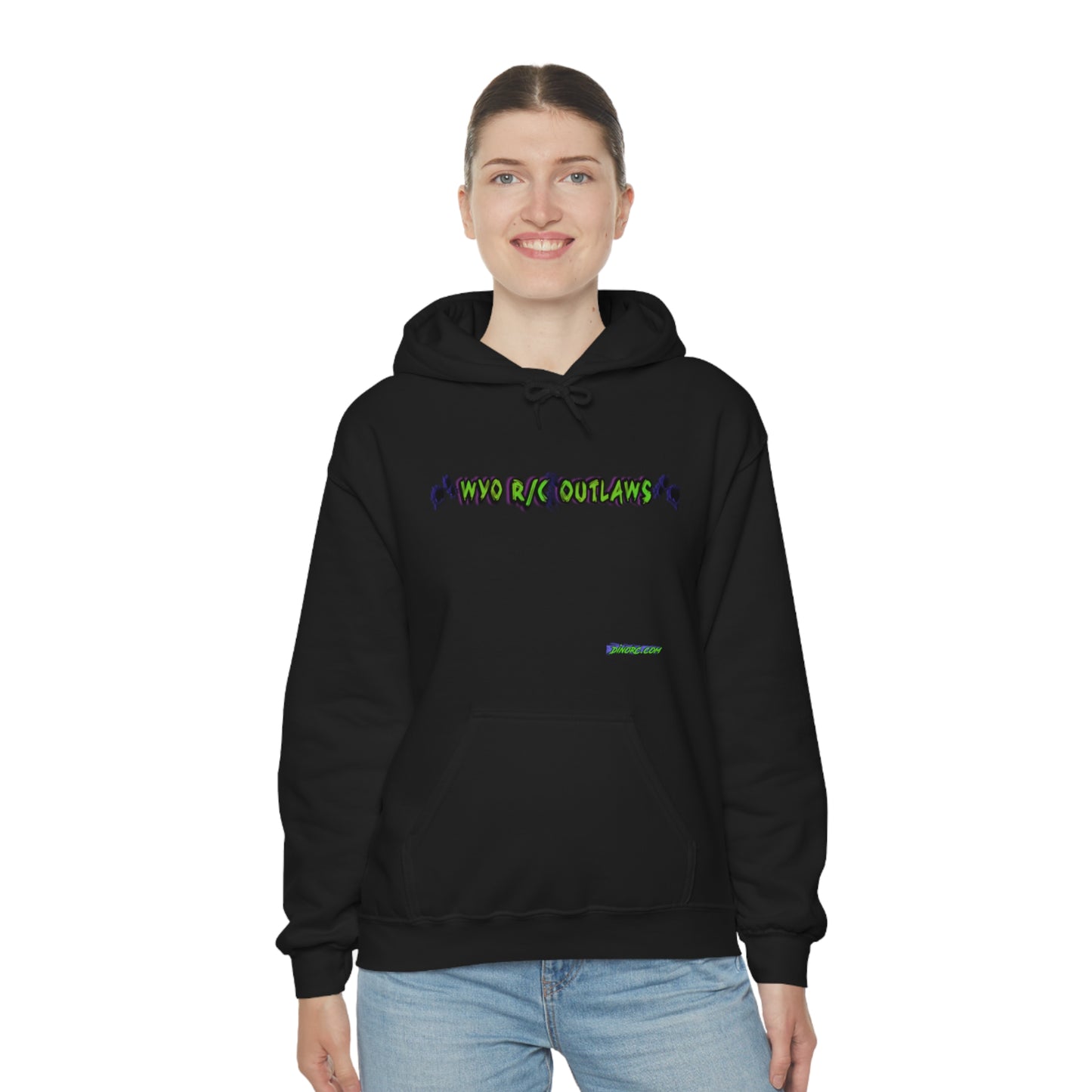 RC Outlaws DinoRC in 4 colors front back Hooded Sweatshirt