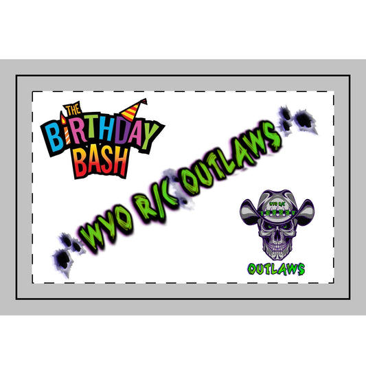 BIRTHDAY Bash WYO Outlaws RC Hand Flag Set